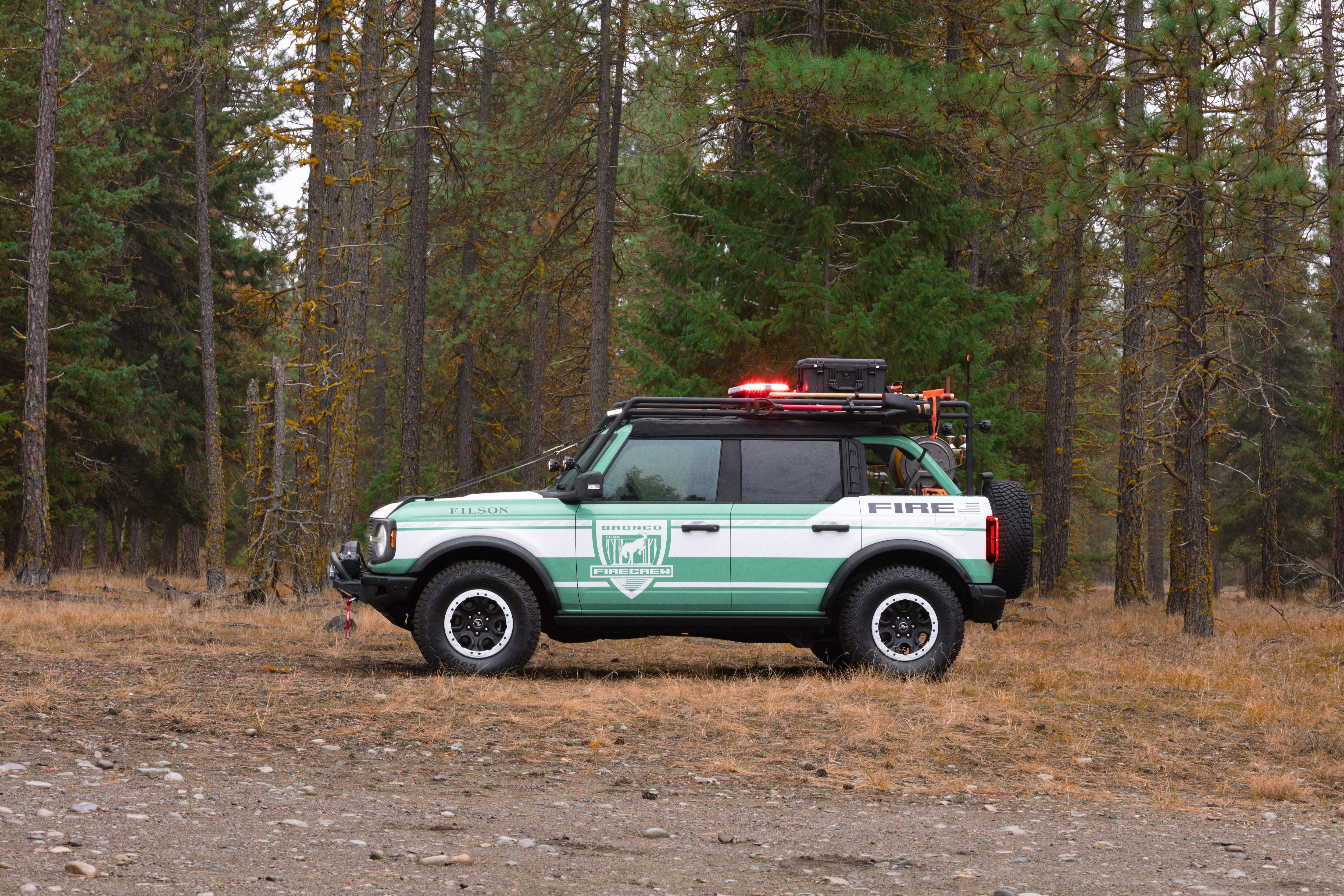 Ford Bronco® brand and Filson, the rugged outdoor outfitter, join forces to celebrate wildland firefighters and support the National Forest Foundation, unveiling the Bronco + Filson Wildland Fire Rig concept and limited-edition outdoor gear to help fund reforestation and forest preservation.